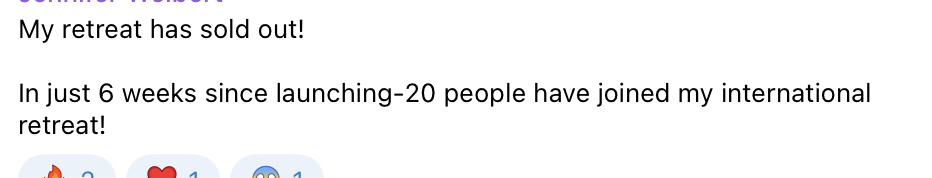 My retreat has sold out 20 people joined my international retreat in just 6 weeks